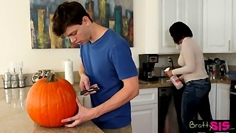 Step Fantasy Comes To Life: Teen Catches Stepbrother In A Taboo Act With A Pumpkin