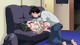 En Sexig Anime-Jungfru Förlorar Sin Oskuld Till Sin Pojkvän Genom Att Rida Hans Penis